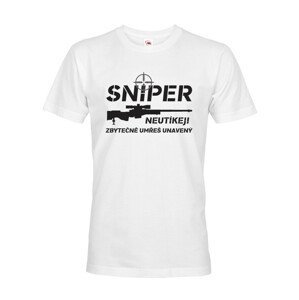 Pánské tričko Sniper - Neutíkej, zbytečně umřeš unavený - vysoká gramáž trika