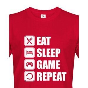Pánské Geek/hráčské triko EAT, SLEEP, GAME, REPEAT - dokonalý dárek