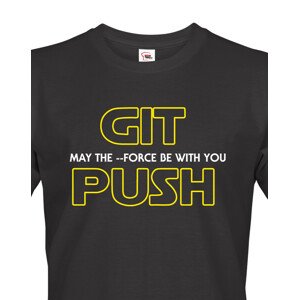 Pánské tričko pro programátory GIT, MAY THE FORCE BE WITH YOU, PUSH