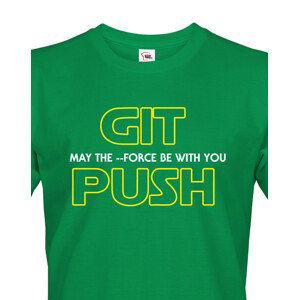 Pánské tričko pro programátory GIT, MAY THE FORCE BE WITH YOU, PUSH