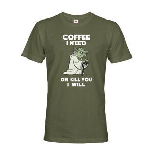 Pánské tričko - Yoda I need coffee - ideální dárek