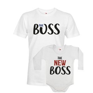 Dětské body a pánské tričko s potiskem The boss a The new boss
