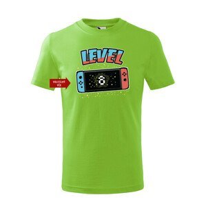 Dětské narozeninové tričko s potiskem Nintendo Switch a nápisem Level