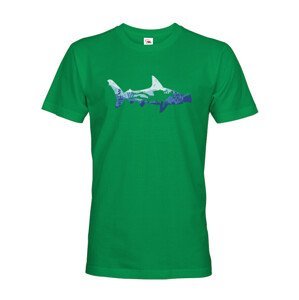 Originální pánské tričko s potiskem potápěče a žraloka