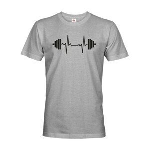 Pánské tričko s potiskem tepu a činku - skvělé fitness tričko