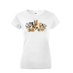 Dámské tričko s úžasným potiskem psů - skvělý dárek na narozeniny