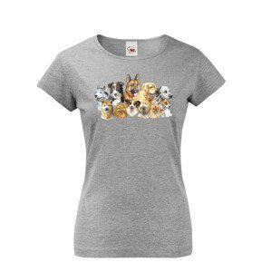 Dámské tričko s úžasným potiskem psů - skvělý dárek na narozeniny