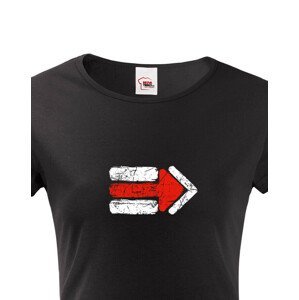 Dámské tričko Turistická šipka - červená - ideální turistické tričko