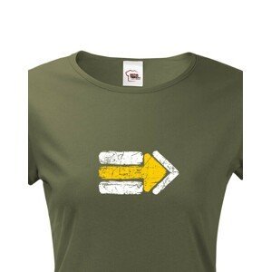 Dámské tričko Turistická šipka - žlutá - ideální turistické tričko
