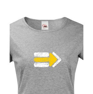 Dámské tričko Turistická šipka - žlutá - ideální turistické tričko