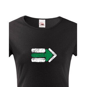 Dámské tričko Turistická šipka - zelená - ideální turistické tričko