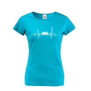 Dámské tričko pro cestovatele - srdeční tep a karavan