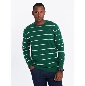 Ombre Clothing Pánský zelený svetr s pruhy V4 SWSW-0143 - XL