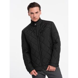 Ombre Clothing Černá prošívaná motorkářská bunda V1 JALP-22FW-006 - XL