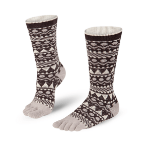 Knitido Zimní bavlněné prstové ponožky  Biwa - černá a bílá Velikost ponožek: 35-38