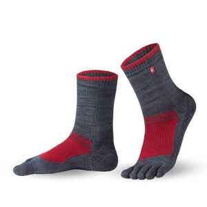 Outdoorové prstové ponožky Knitido Hiking šedá a červená Velikost ponožek: 35-38