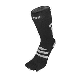 TOETOE Trekové prstové ponožky 3D Wool Terry Walker - Černé a šedé Velikost ponožek: 35-38