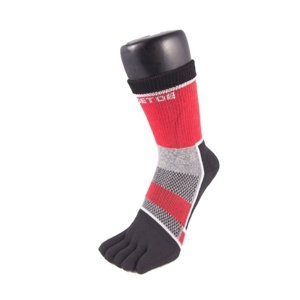 TOETOE Sportovní prstové ponožky Cycle kotníkové - Černé - červené Velikost ponožek: 39-43