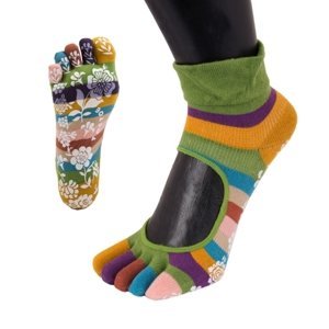 TOETOE Protiskluzové prstové ponožky na Jógu a Pilates  Sole do půli lýtek - zelené Velikost ponožek: 39-43