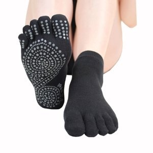 TOETOE Protiskluzové prstové ponožky na Jógu a Pilates  Sole Trainer - Černé Velikost ponožek: 35-38