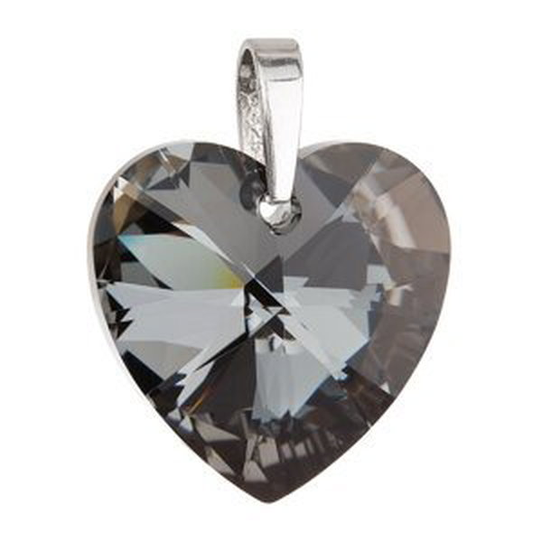 Stříbrný přívěsek s krystaly Swarovski černé srdce 34004.4