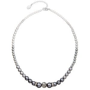 Perlový náhrdelník šedý s krystaly Swarovski 32008.3