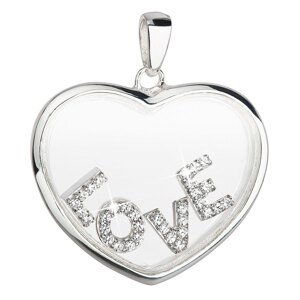 Stříbrný přívěsek s krystaly Swarovski bílé srdce 34168.1