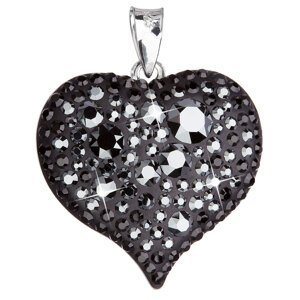Stříbrný přívěsek s krystaly Swarovski černé srdce 34181.5