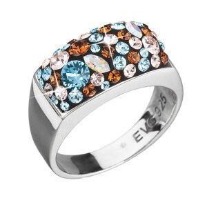 Stříbrný prsten s krystaly Swarovski modrý 35014.3