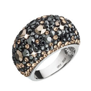 Stříbrný prsten s krystaly Swarovski mix barev černá hnědá zlatá 35028.4