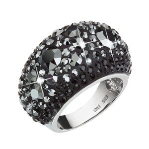 Stříbrný prsten s krystaly černý 35028.5 hematite