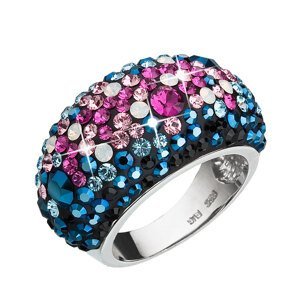 Stříbrný prsten s krystaly Swarovski mix barev modrá růžová 35028.4