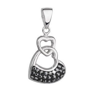 Stříbrný přívěsek s krystaly Swarovski černé srdce 34190.5