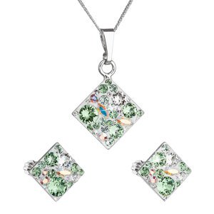 Sada šperků s krystaly Swarovski náušnice, řetízek a přívěsek zelený kosočtverec 39126.3 peridot