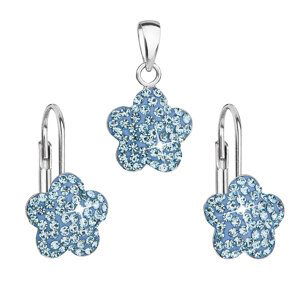 Sada šperků s krystaly Swarovski náušnice a přívěsek modrá kytička 39145.3