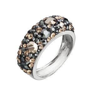Stříbrný prsten s krystaly Swarovski mix barev černá hnědá zlatá 35031.4
