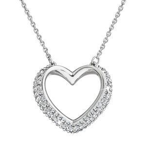 Stříbrný náhrdelník s krystaly Swarovski bílé srdce 32027.1