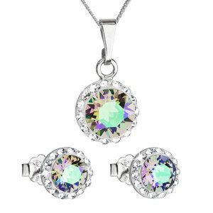 Sada šperků s krystaly Swarovski náušnice a přívěsek zelené fialové kulaté 39152.5