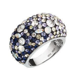 Stříbrný prsten s krystaly Swarovski mix barev fialová 35028.3 indigo