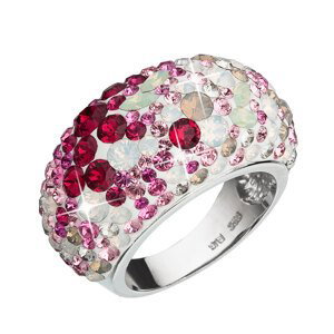 Stříbrný prsten s krystaly Swarovski mix barev červená 35028.3