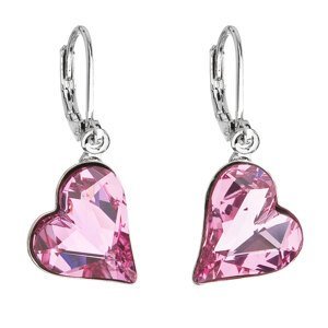 Náušnice bižuterie se Swarovski krystaly růžová srdce 51054.3
