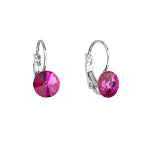 Náušnice bižuterie se Swarovski krystaly růžové kulaté 51031.3 fuchsia