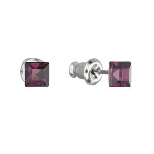 Náušnice bižuterie se Swarovski krystaly fialová čtverec 51052.3 amethyst
