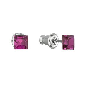 Náušnice bižuterie se Swarovski krystaly růžová čtverec 51052.3 fuchsia
