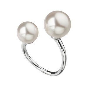 Stříbrný prsten se dvěma Swarovski perlami bílý 35053.1