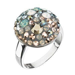Stříbrný prsten s krystaly Swarovski zelený 35034.4