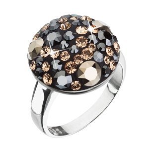 Stříbrný prsten s krystaly Swarovski černo zlatý 35034.4 colorado