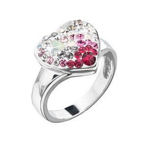 Stříbrný prsten s krystaly Swarovski sweet love srdce 35044.3