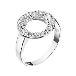 Stříbrný prsten s krystaly Swarovski bílý kruh 35058.1 krystal