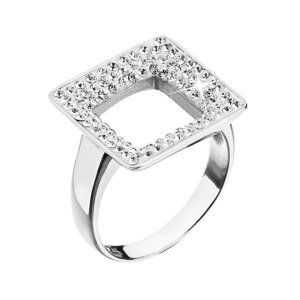 Stříbrný prsten s krystaly Swarovski bílý čtverec 35059.1